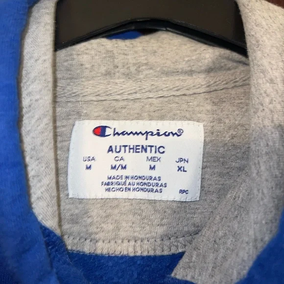 Champion Authentic Powerblend Hoodie Blue Unisex Medium - Picture 3 of 4